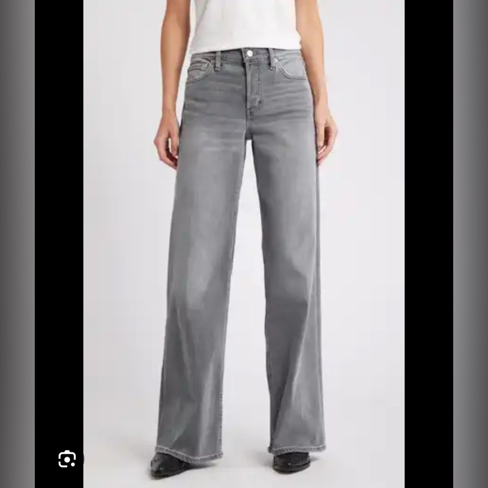 RE/DONE Women's High Rise Strechy Gray Wide-Leg Jeans